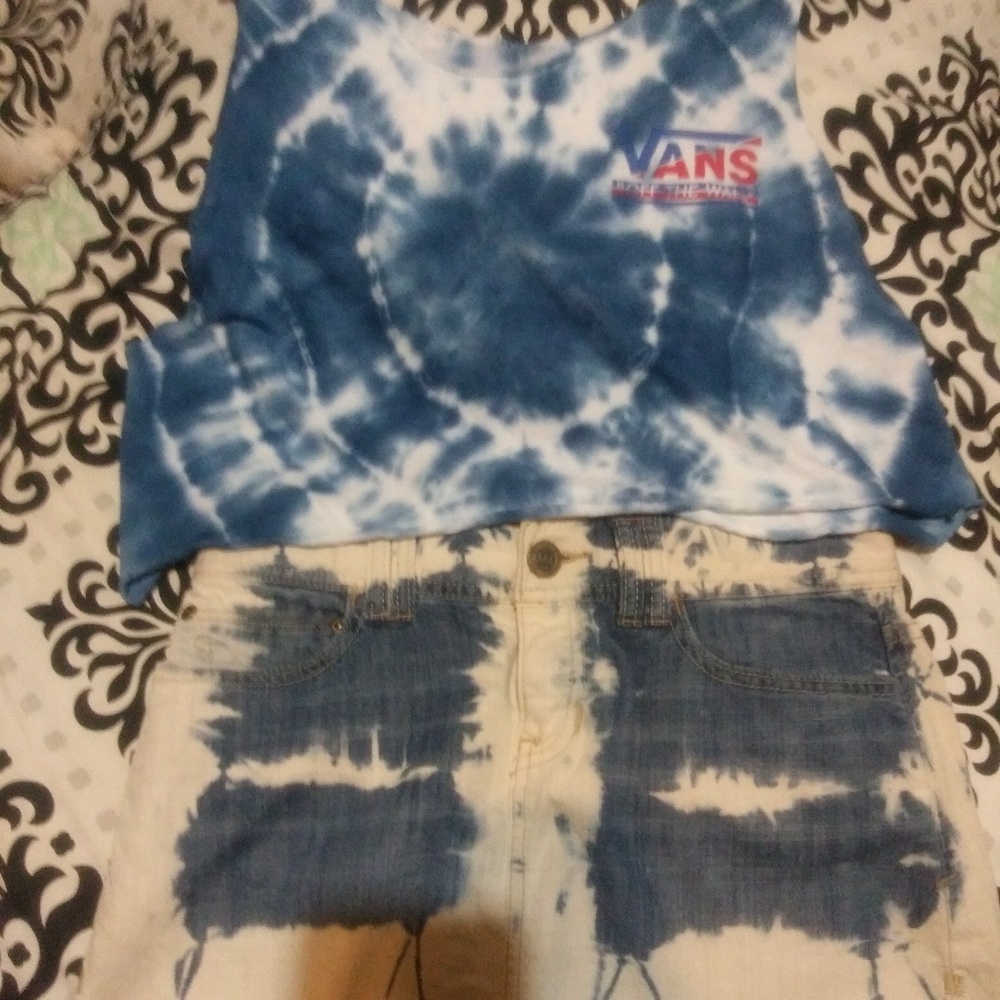 Bleach-dyed Abercrombie denim skirt